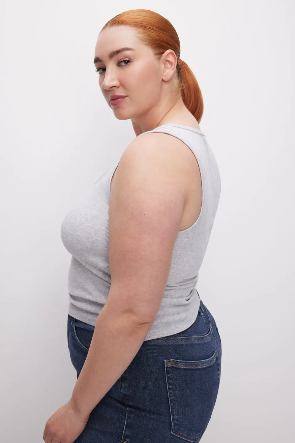 Good American Tops | Tees & Tanks<MICRO RIB TANK TOP Heather grey001