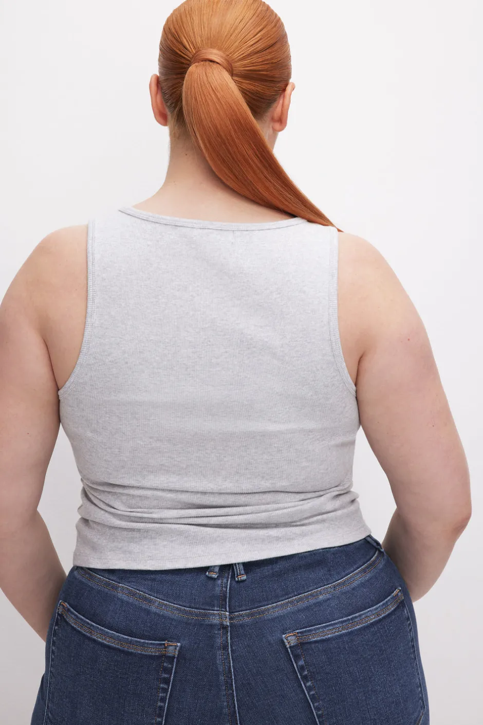 Good American Tops | Tees & Tanks<MICRO RIB TANK TOP Heather grey001