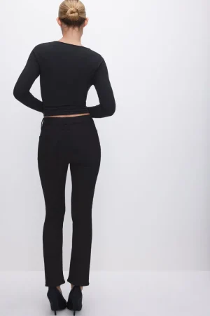Good American Straight | Mid-Rise<NEVER FADES GOOD LEGS STRAIGHT JEANS Black001