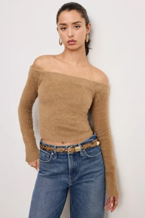 Good American Tops<OFF SHOULDER PLUSH TOP Warm caramel003