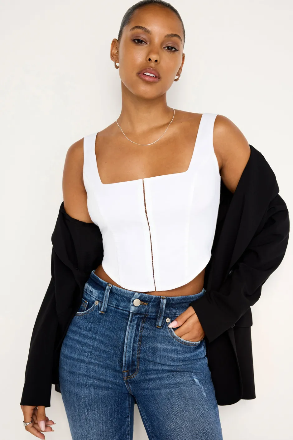 Good American Tops<POPLIN BUSTIER White001