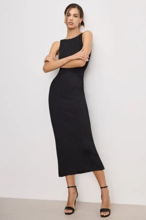 Good American Dresses<RIBBED MIDI DRESS Black001