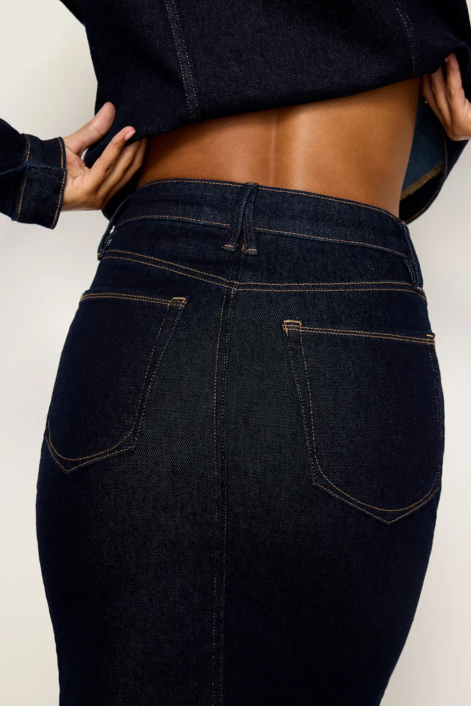 Good American Shorts & Skirts<RINSED DENIM MIDI SKIRT Indigo716