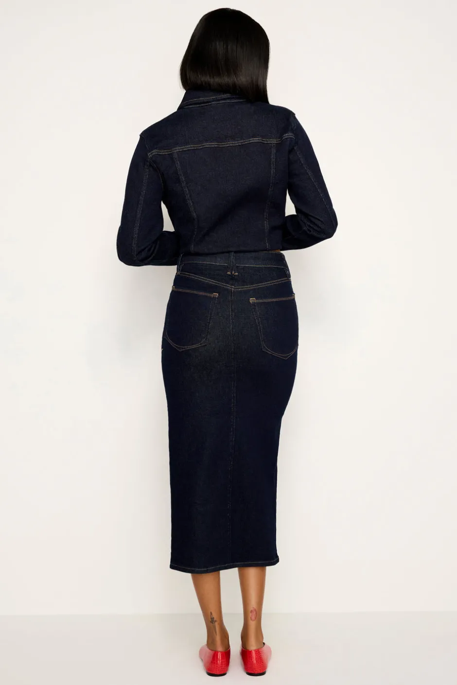 Good American Shorts & Skirts<RINSED DENIM MIDI SKIRT Indigo716