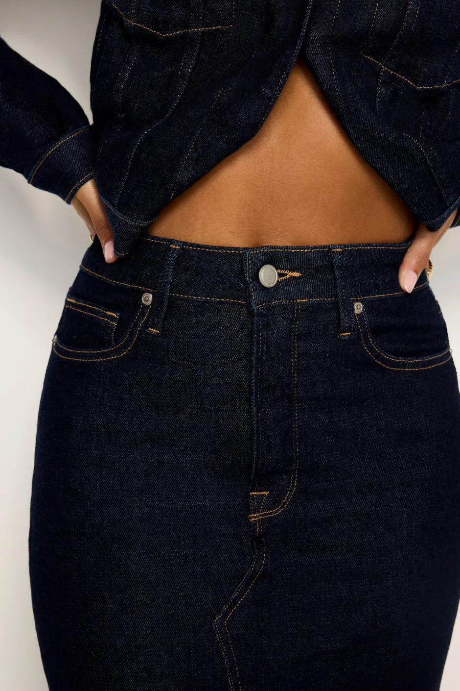 Good American Shorts & Skirts<RINSED DENIM MIDI SKIRT Indigo716