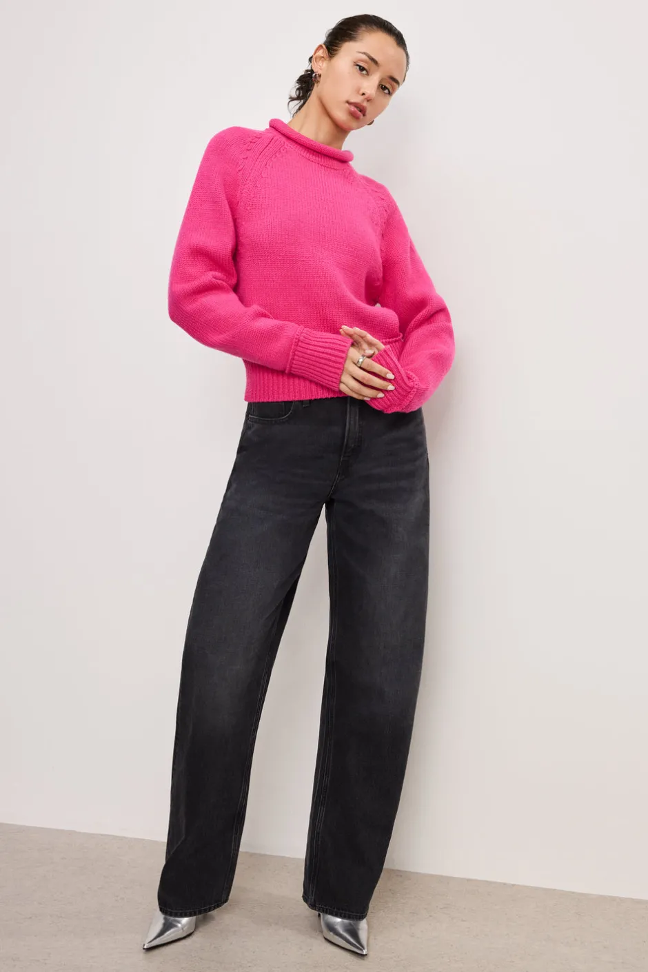 Good American Tops | Sweaters<ROLLNECK KNIT SWEATER Ballerina pink004