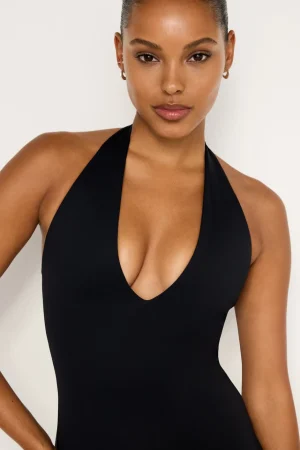 Good American Dresses<SCUBA HALTER MAXI DRESS Black001