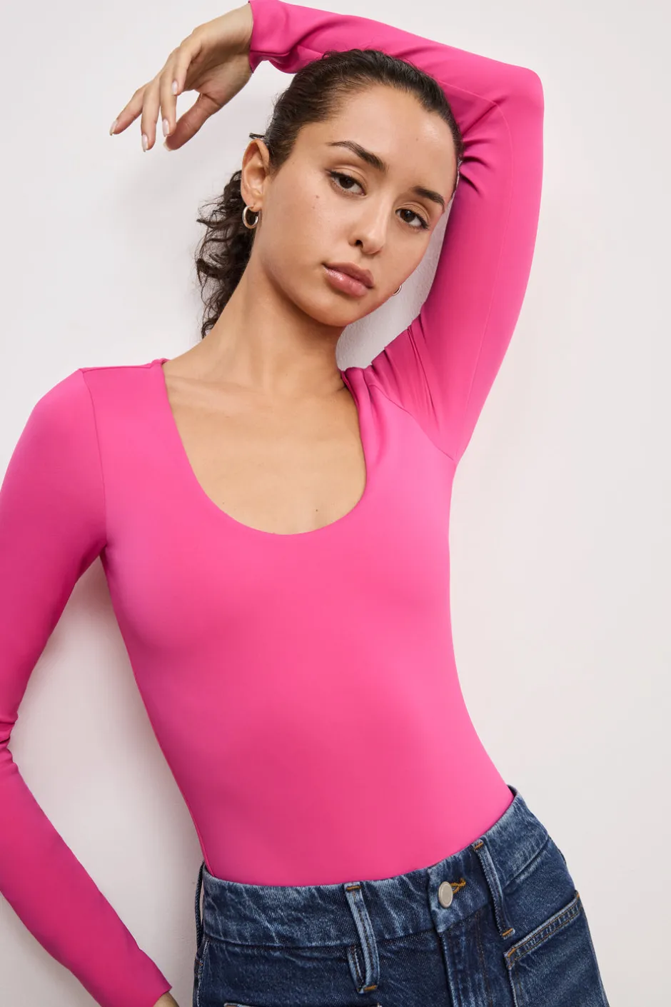 Good American Tops | Bodysuits<SCUBA SCOOP NECK BODYSUIT Ballerina pink004