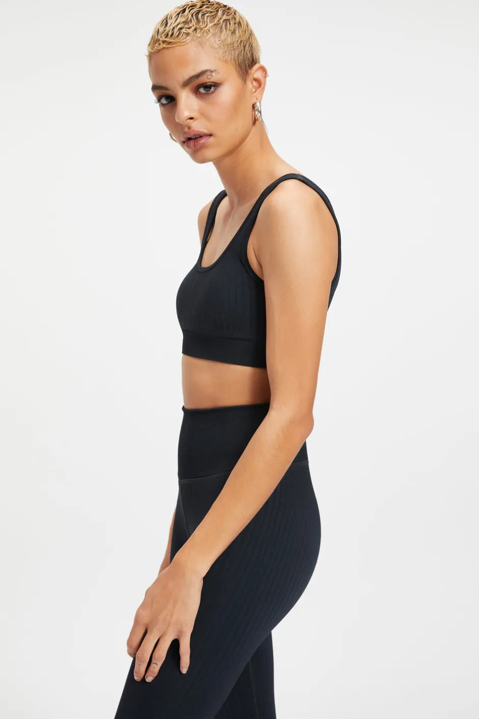 Good American Tops<SHINE RIBBED BRALETTE Black001