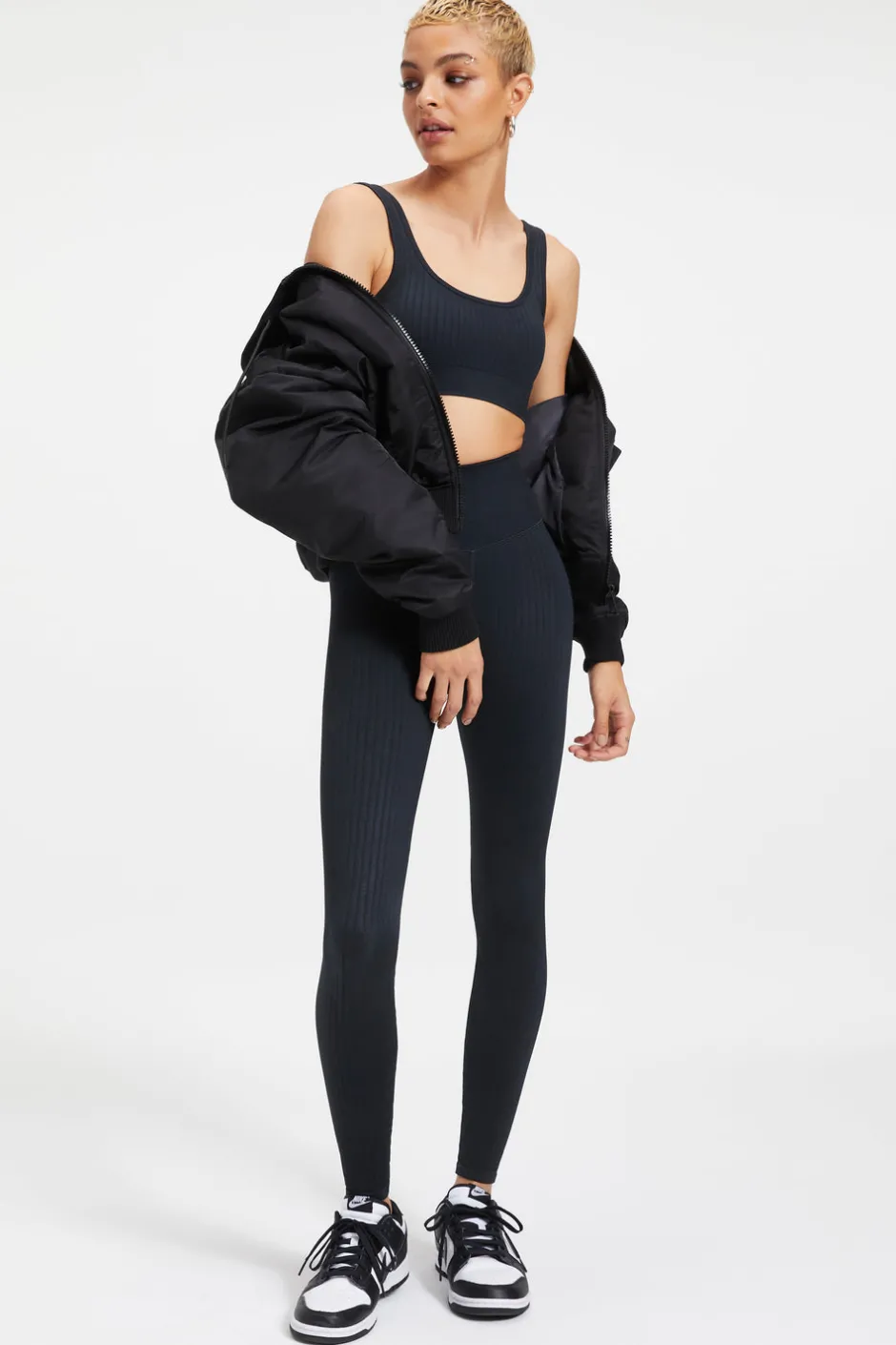 Good American Tops<SHINE RIBBED BRALETTE Black001