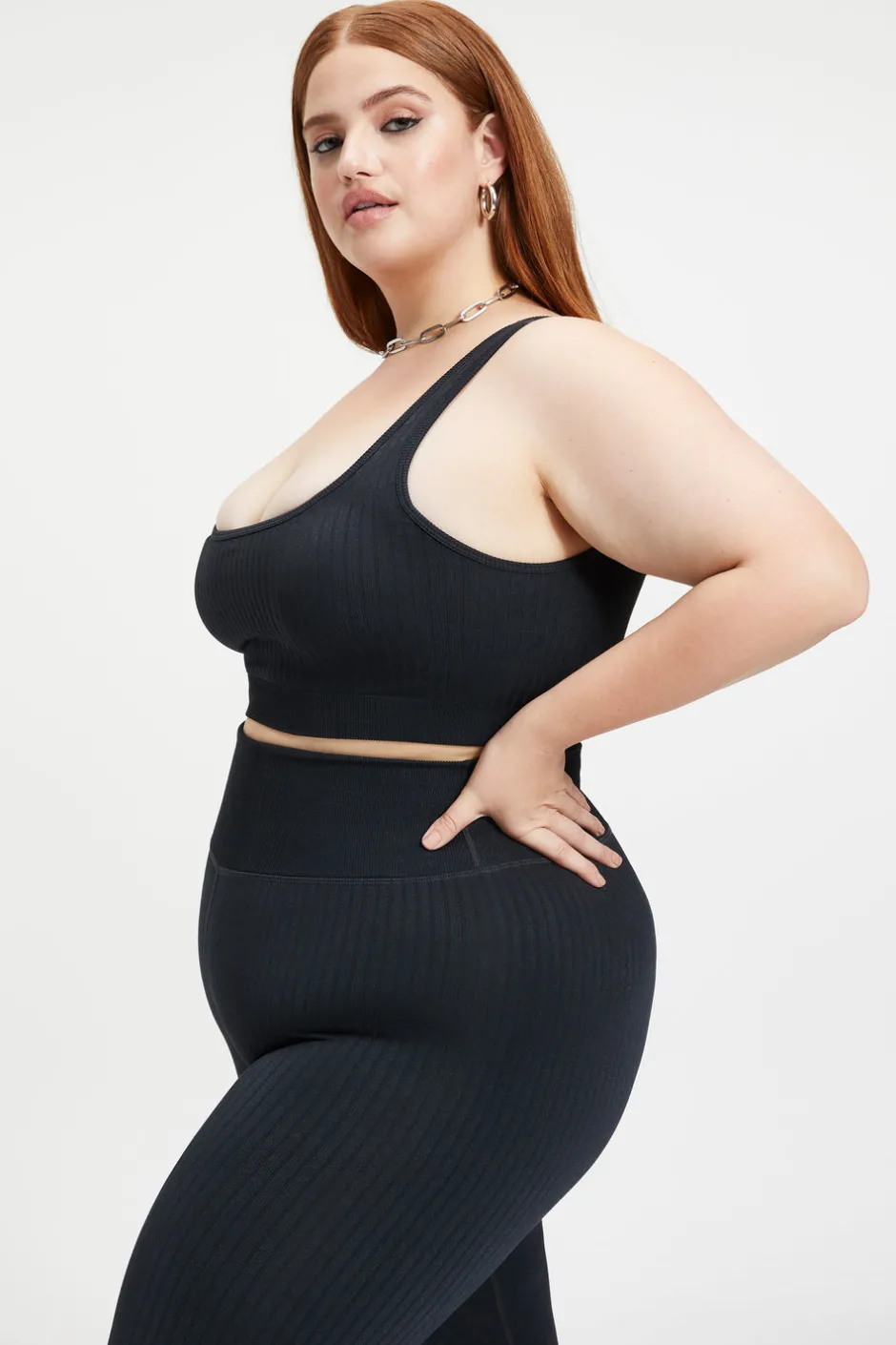 Good American Tops<SHINE RIBBED BRALETTE Black001