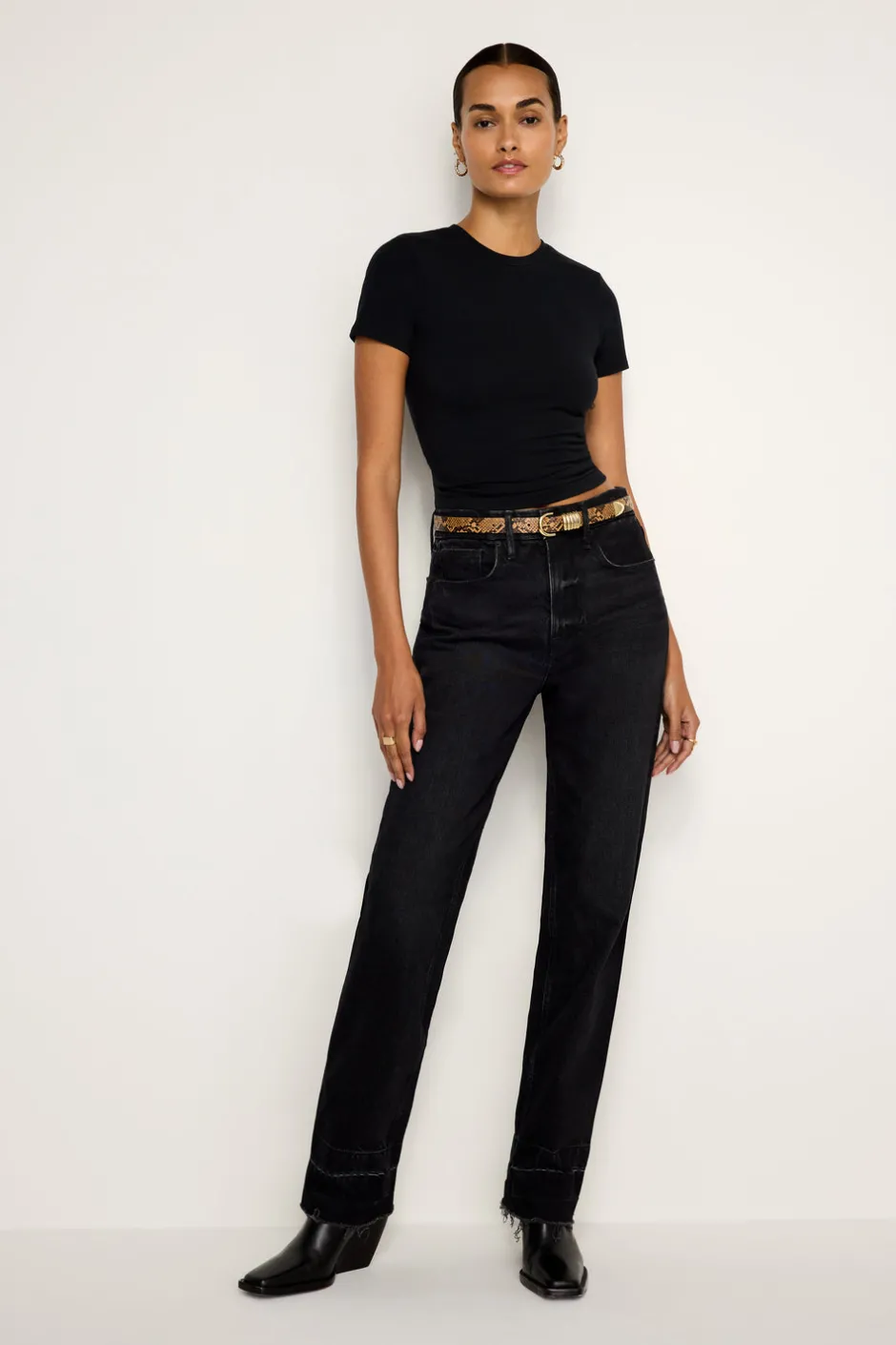 Good American Belts<SLIM 5-RING BELT Bpsp print