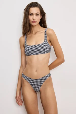 Good American Swim<SQUARE NECK BIKINI TOP Black gingham007