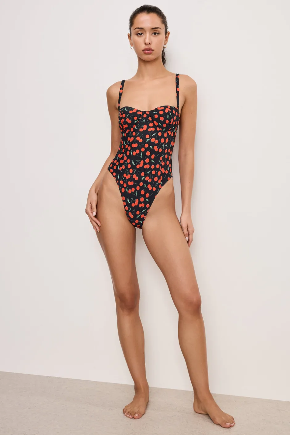 Good American Swim<SQUARE NECK SWIMSUIT Black cherries003