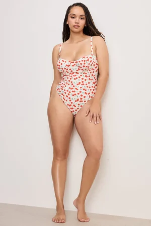 Good American Swim<SQUARE NECK SWIMSUIT Snow cherries 04