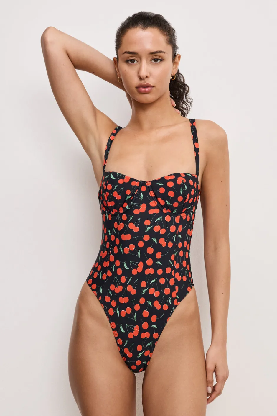 Good American Swim<SQUARE NECK SWIMSUIT Black cherries003