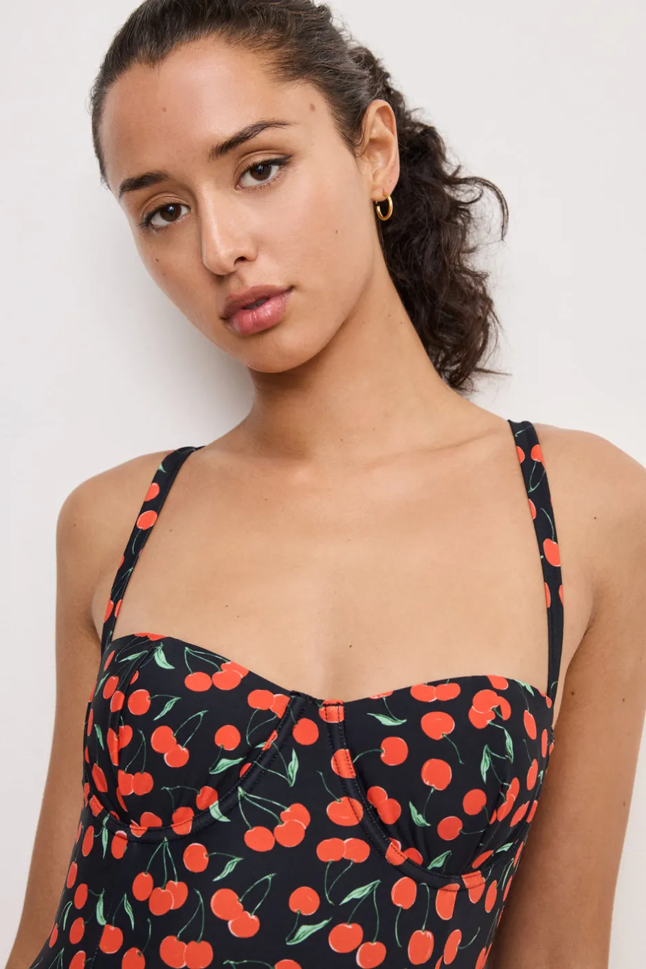 Good American Swim<SQUARE NECK SWIMSUIT Black cherries003