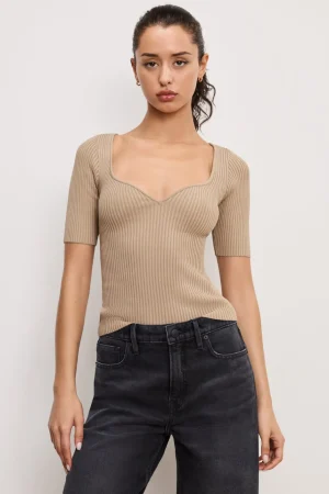 Good American Tops<STRETCH RIB KNIT TOP Mineral001