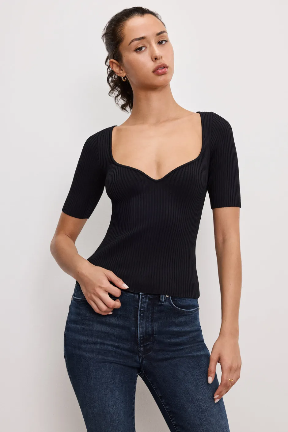 Good American Tops<STRETCH RIB KNIT TOP Black001