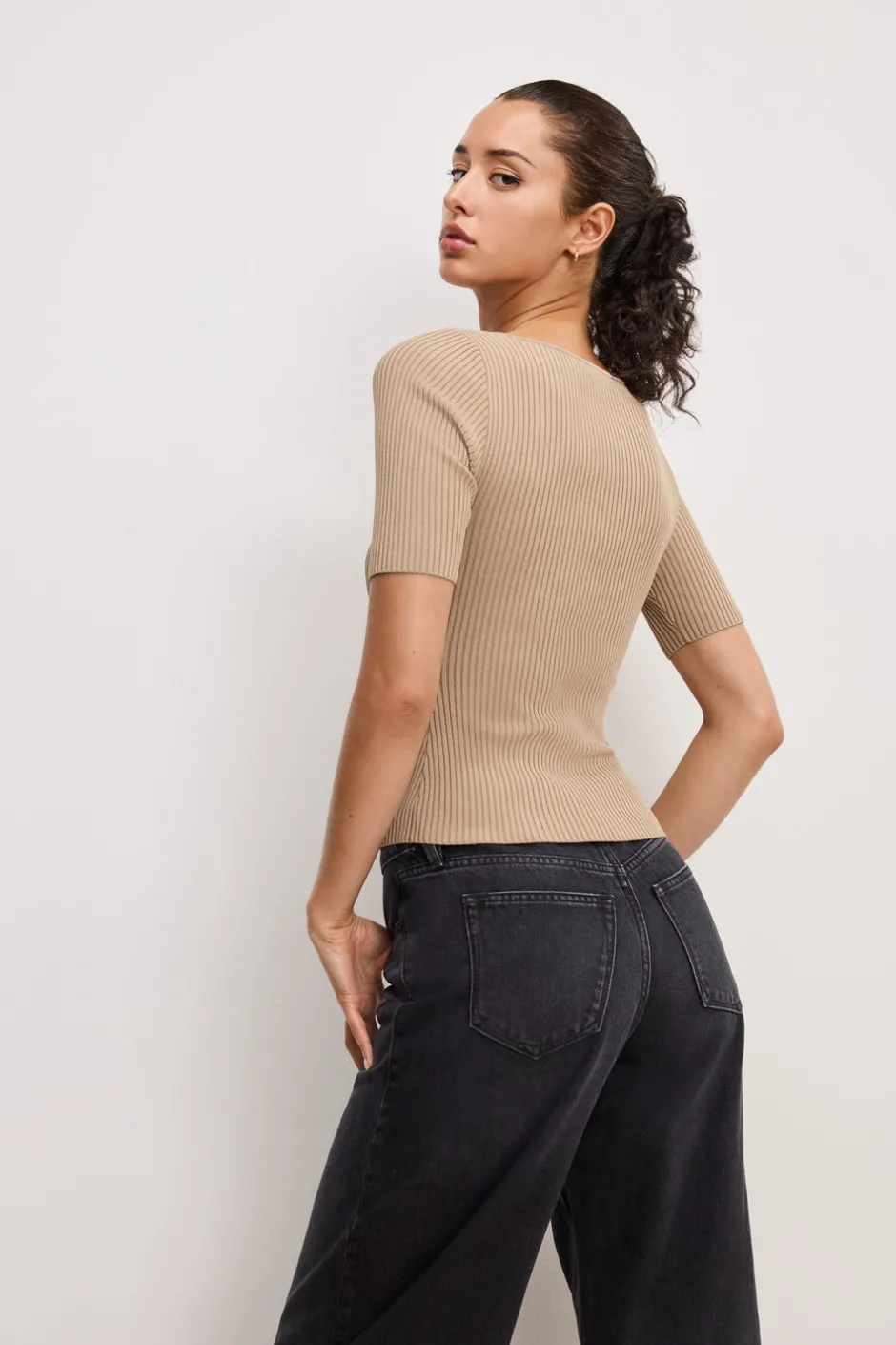 Good American Tops<STRETCH RIB KNIT TOP Mineral001