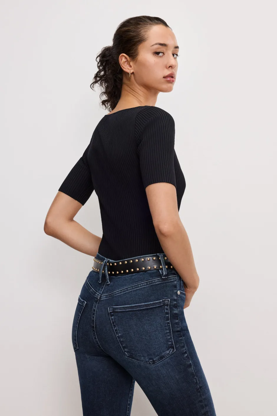 Good American Tops<STRETCH RIB KNIT TOP Black001