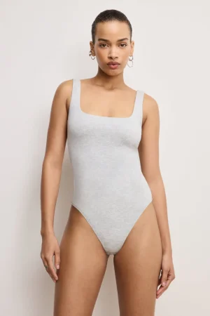 Good American Tops | Bodysuits<SUPER STRETCH MODERN TANK BODYSUIT Heather grey001