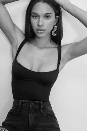 Good American Bodysuits<SWEETHEART SCUBA TANK BODYSUIT Black001