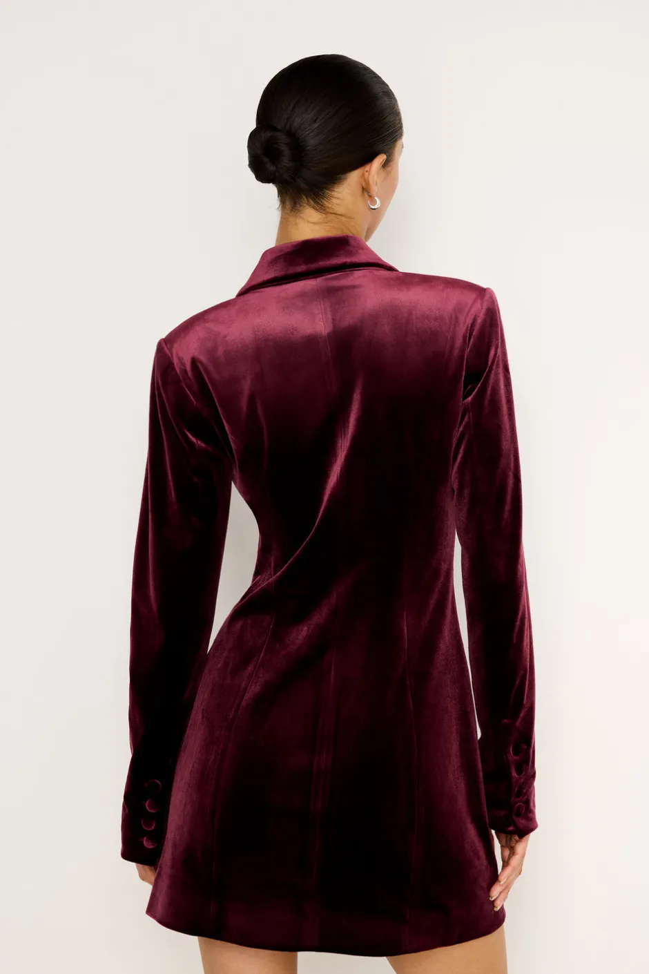 Good American Dresses<VELVET BLAZER MINI DRESS Oxblood002