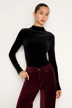 Good American Tops | Bodysuits<VELVET BODYSUIT Black001