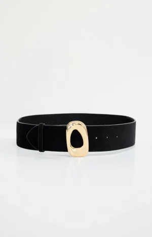 Good American Belts<WIDE OVAL BUCKLE BELT Black001