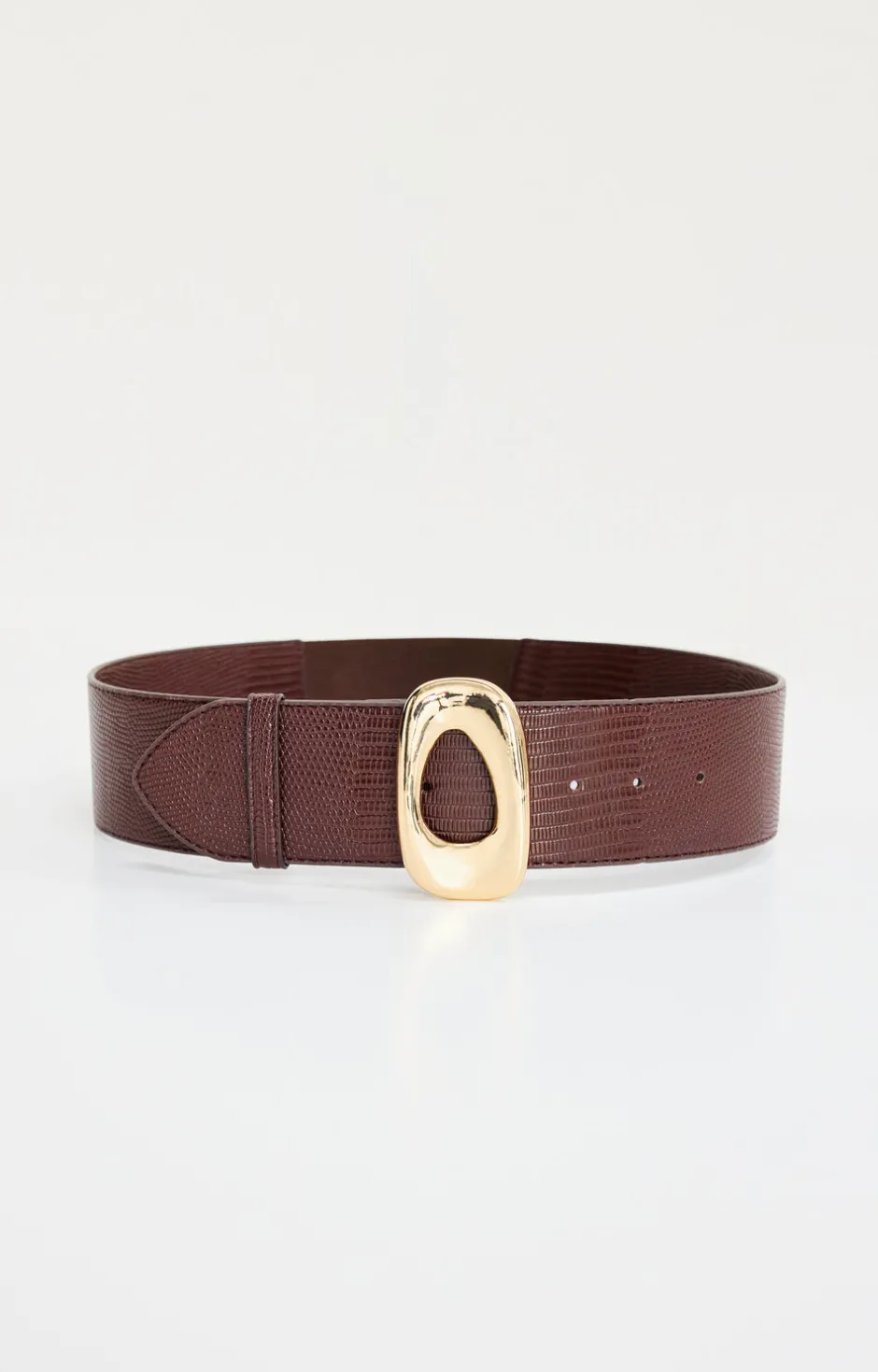 Good American Belts<WIDE OVAL BUCKLE BELT Brown lizard rint001