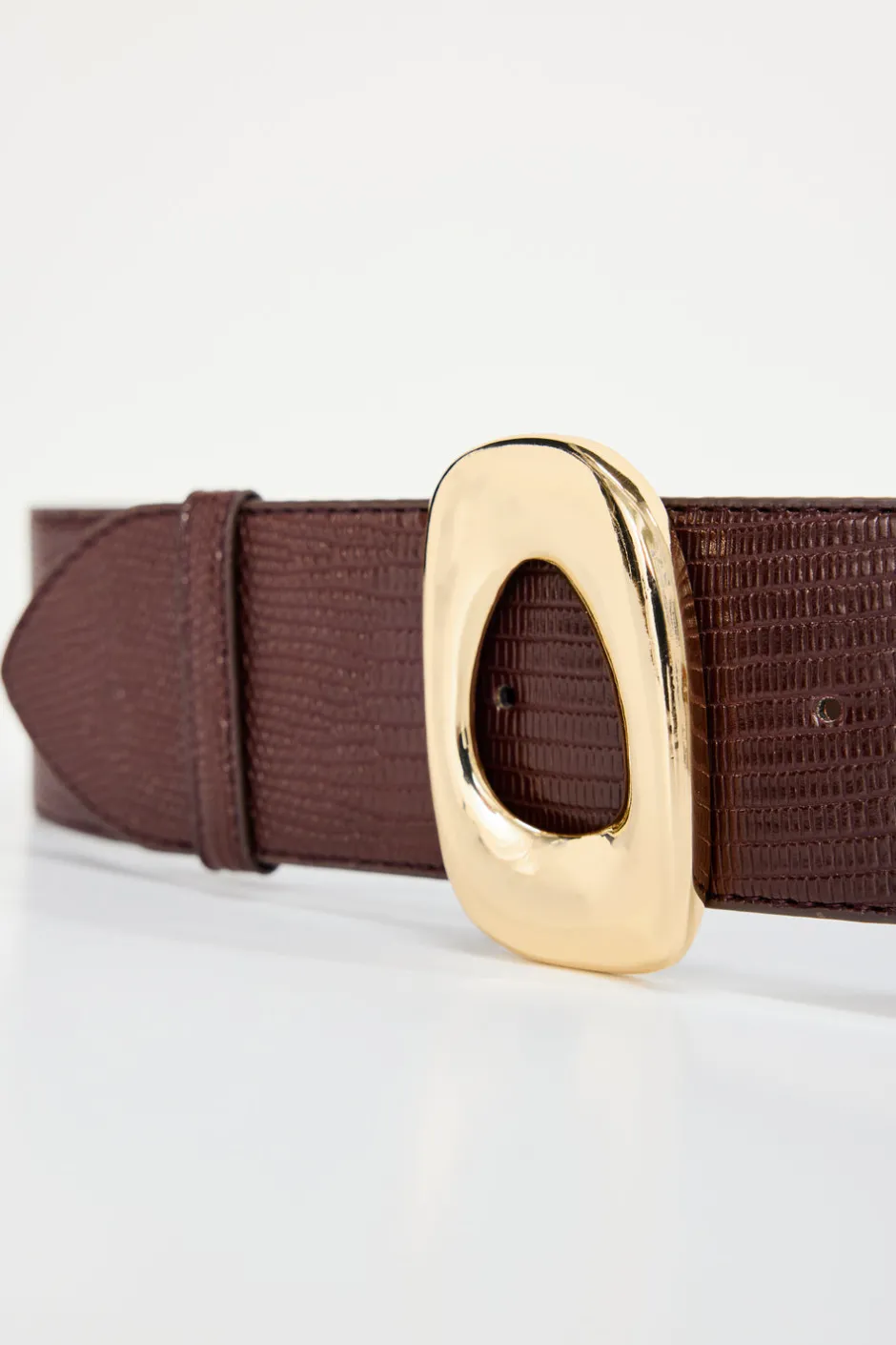 Good American Belts<WIDE OVAL BUCKLE BELT Brown lizard rint001