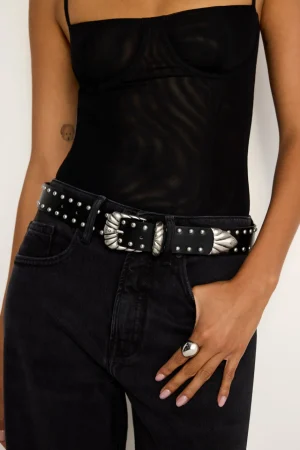 Good American Belts<WIDE STUDDED WESTERN BELT Black001
